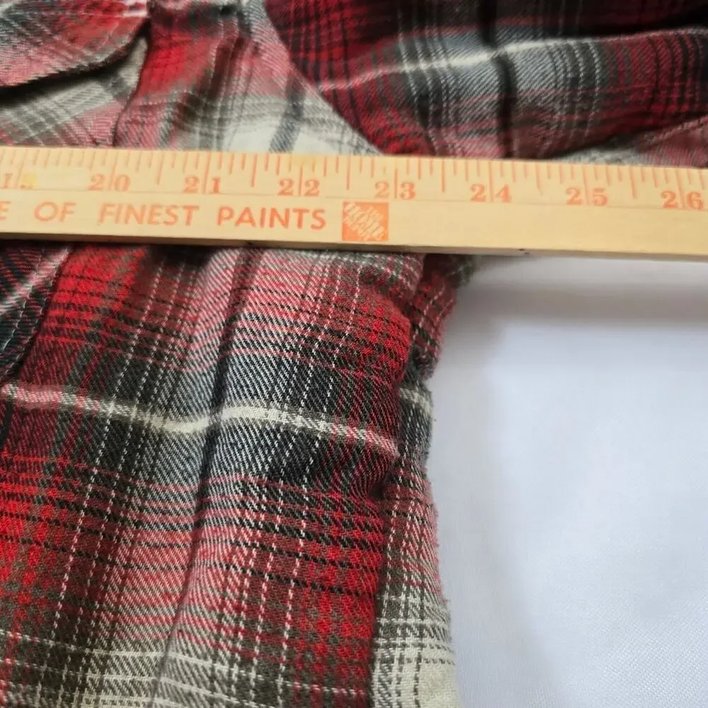 Vintage 80s Red Plaid Sherpa Lined Quilted Shacket Jacket Men's Outdoor Chore L